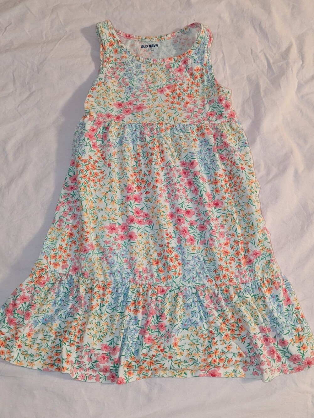 OLD NAVY Sun Dress Girls Sleeveless Colorful Floral  Size M (8) Tiered  Casual